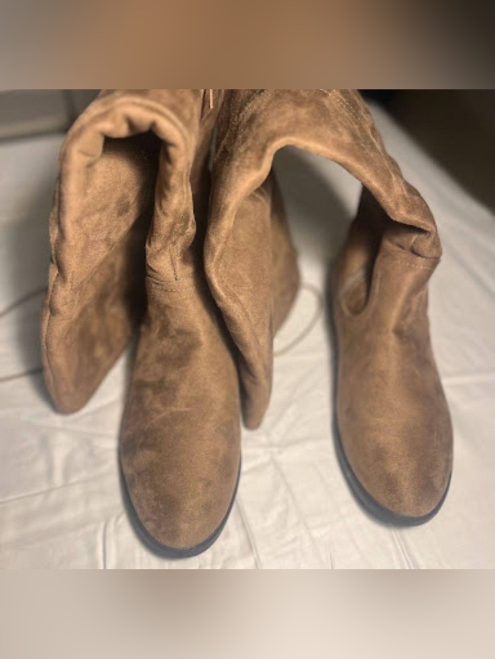 Stuart Weitzman Tan Suede Knee-High Heeled Boots